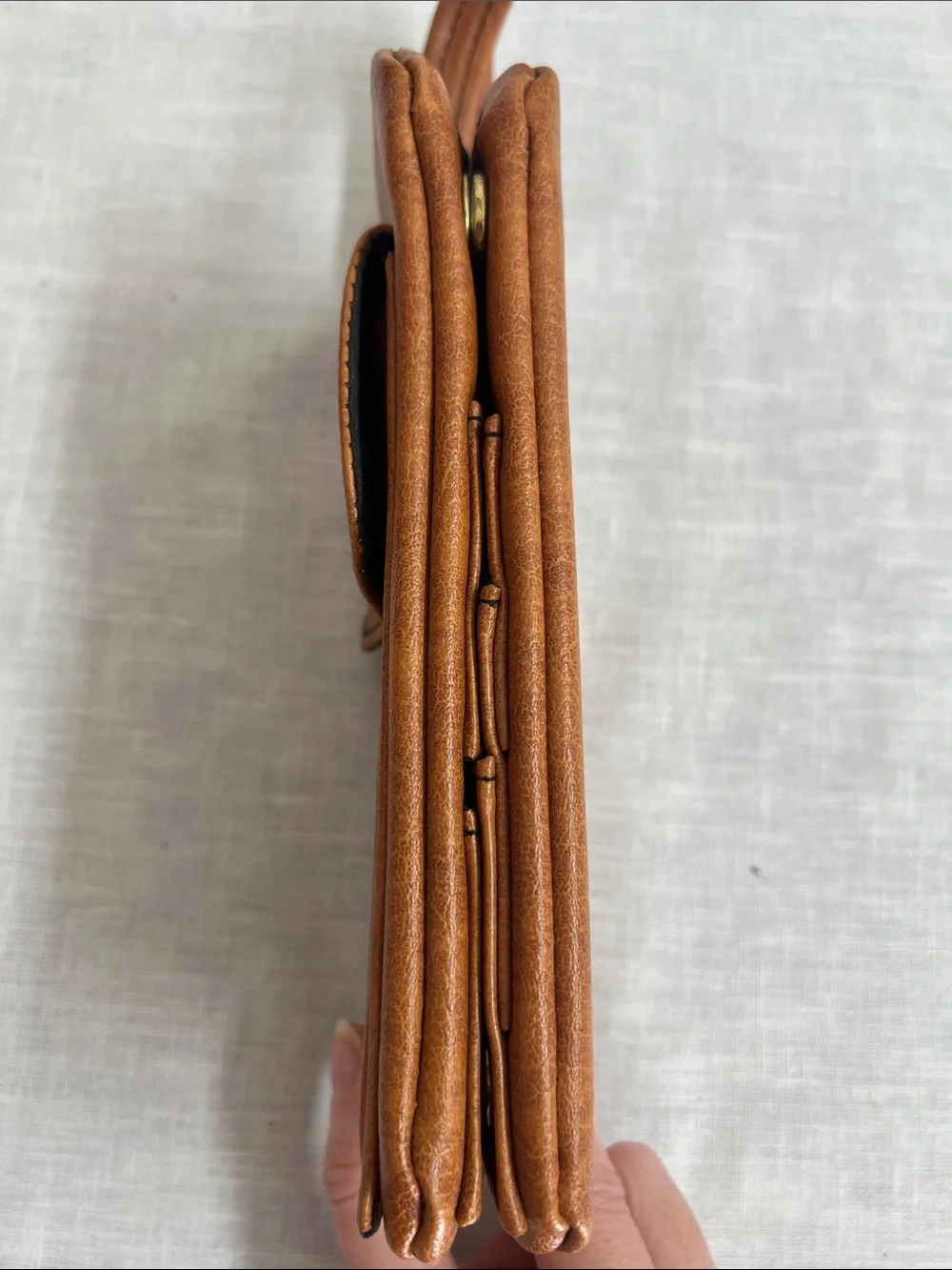 🌞 Classic Vintage 60s 70s Brown wallet billfold Front Pocket snaps closed strap
